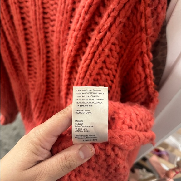 Free People Be There Pullover Oversized Chunky Tunic/Sweater- Coral - Picture 6 of 6